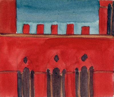 Fresque Sienne façade rouge